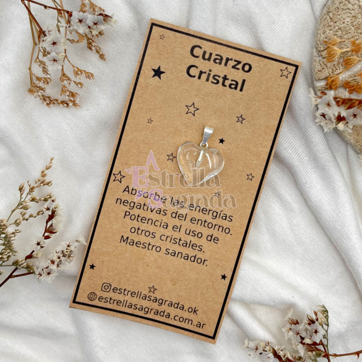 Dije Corazón Cuarzo Cristal Mini | Estrella Sagrada