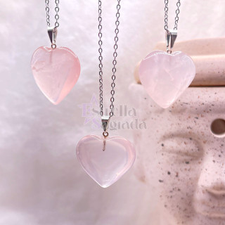 Dije Corazón Cuarzo Rosa | Estrella Sagrada