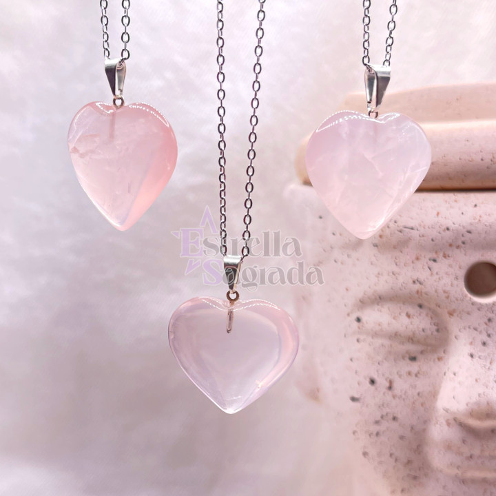 Dije Corazón Cuarzo Rosa | Estrella Sagrada