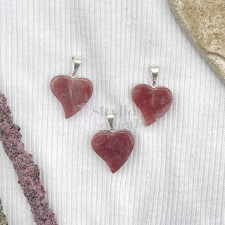 Dije Corazón Plano Cuarzo Rojo | Estrella Sagrada