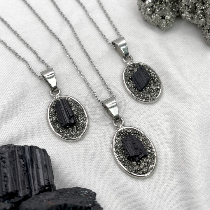 Collar De Fuerza Turmalina Negra Pirita | Estrella Sagrada