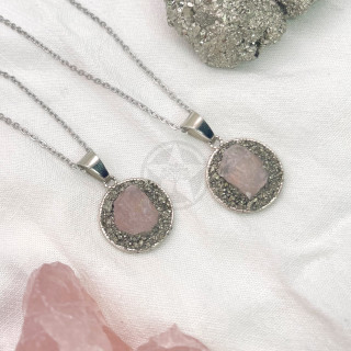 Collar De Atracción Cuarzo Rosa Pirita | Estrella Sagrada