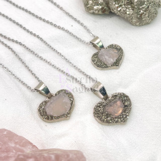 Collar Corazón De Atracción Cuarzo Rosa | Estrella Sagrada