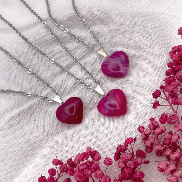 Dije Corazón Ágata Rosa Mini | Estrella Sagrada