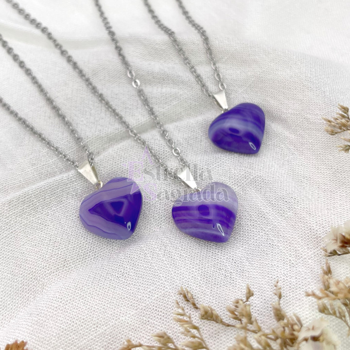 Dije Corazón Ágata Violeta Mini | Estrella Sagrada