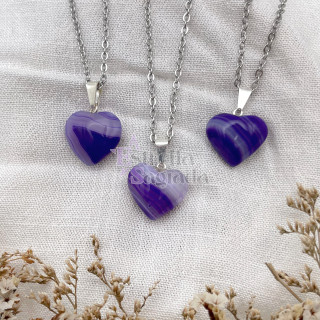 Dije Corazón Ágata Violeta Mini | Estrella Sagrada