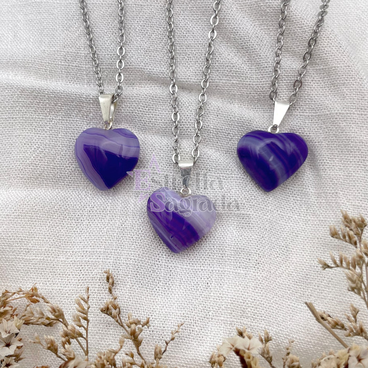 Dije Corazón Ágata Violeta Mini | Estrella Sagrada