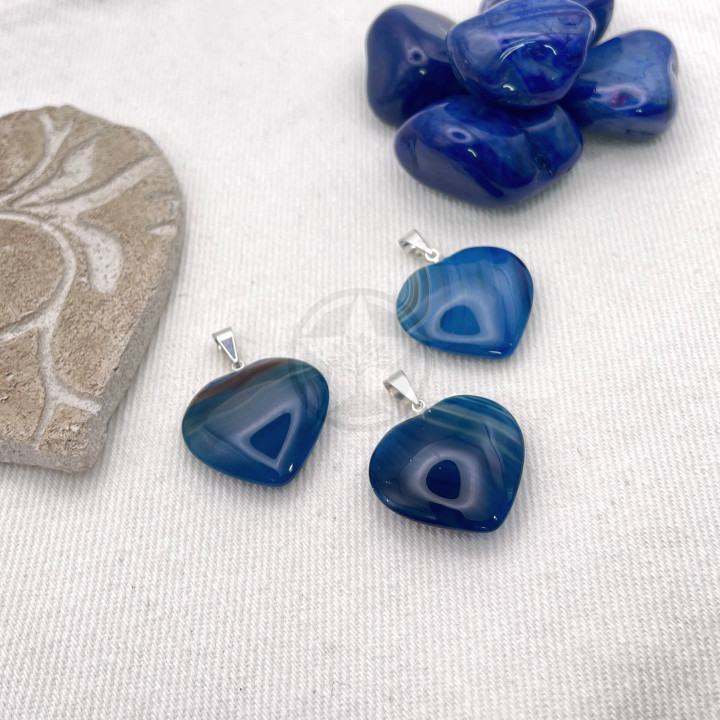 Dije Corazón Ágata Azul | Estrella Sagrada
