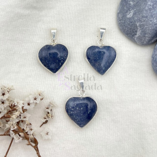 Dije Corazón Cuarzo Azul Con Virola Mini | Estrella Sagrada