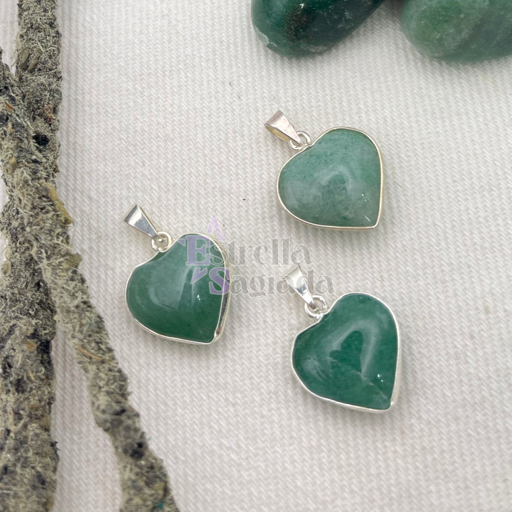 Dije Corazón Cuarzo Verde Con Virola Mini | Estrella Sagrada
