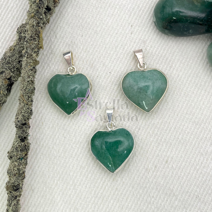 Dije Corazón Cuarzo Verde Con Virola Mini | Estrella Sagrada