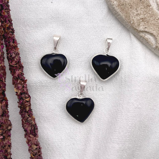 Dije Corazón Obsidiana Con Virola Mini | Estrella Sagrada