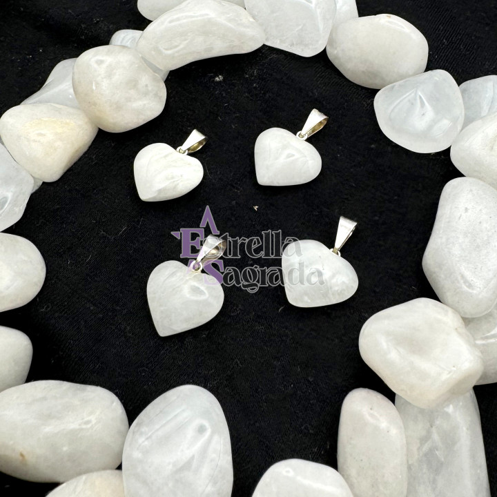 Dije Corazón Cuarzo Blanco Mini | Estrella Sagrada