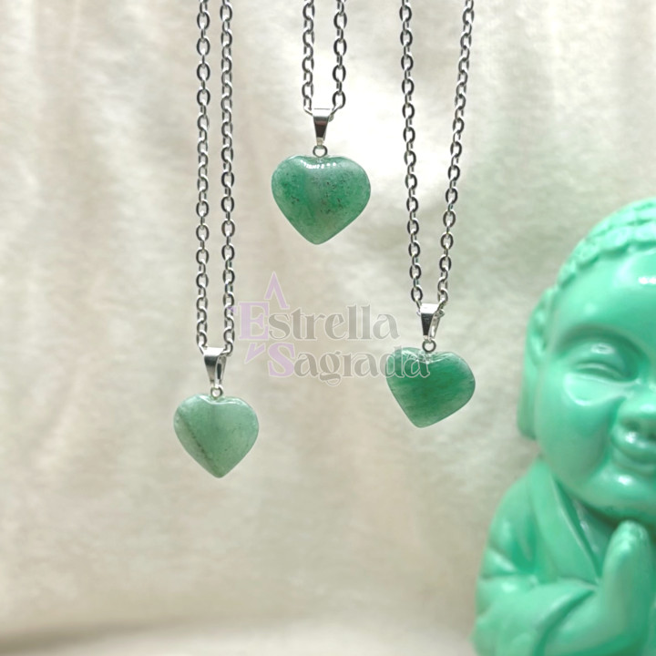 Dije Corazón Cuarzo Verde Mini | Estrella Sagrada