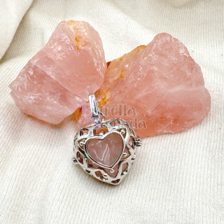 Collar Relicario De Amor Cuarzo Rosa | Estrella Sagrada