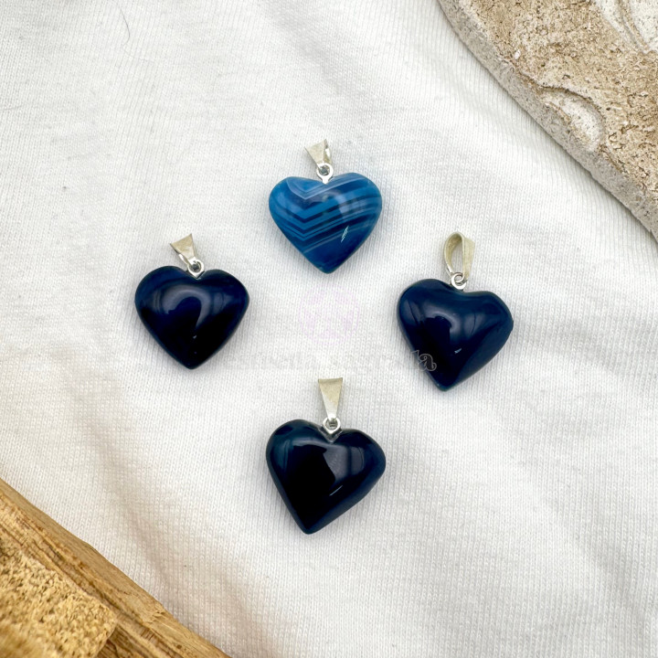 Dije Corazón Ágata Azul Mini | Estrella Sagrada